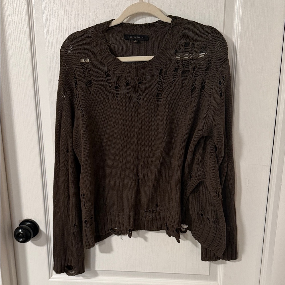Distressed Dark Green Sweater size M